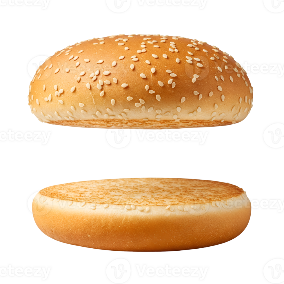 burger bun with sesame seeds isolated on transparent background png