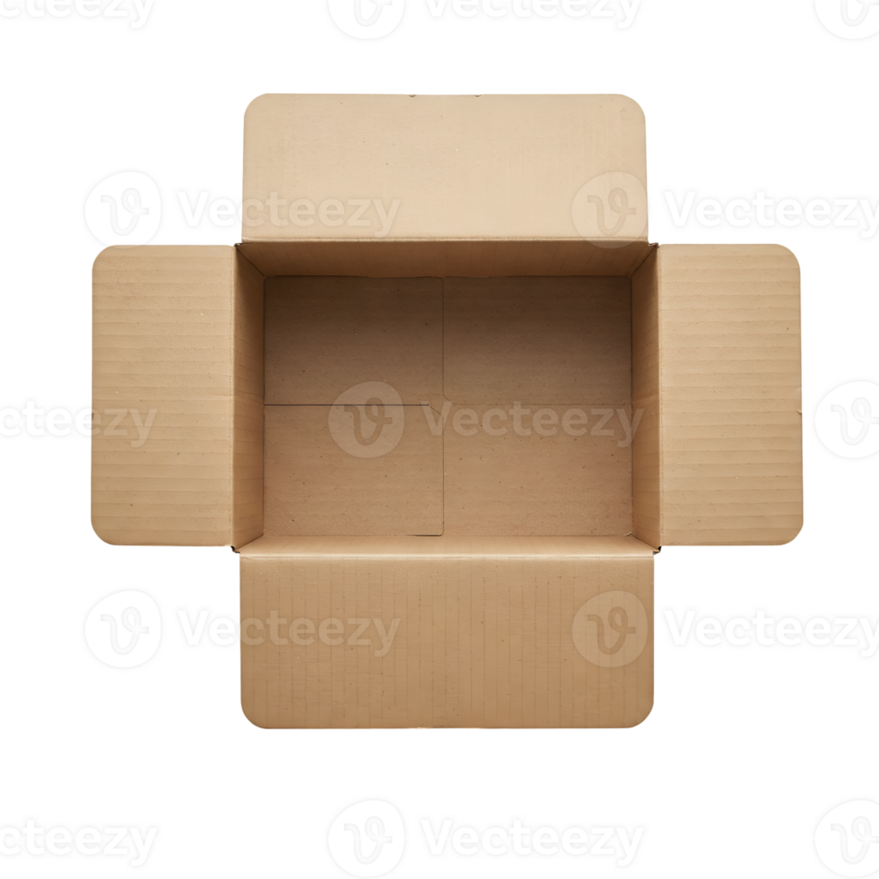 an open cardboard box on a transparent background png