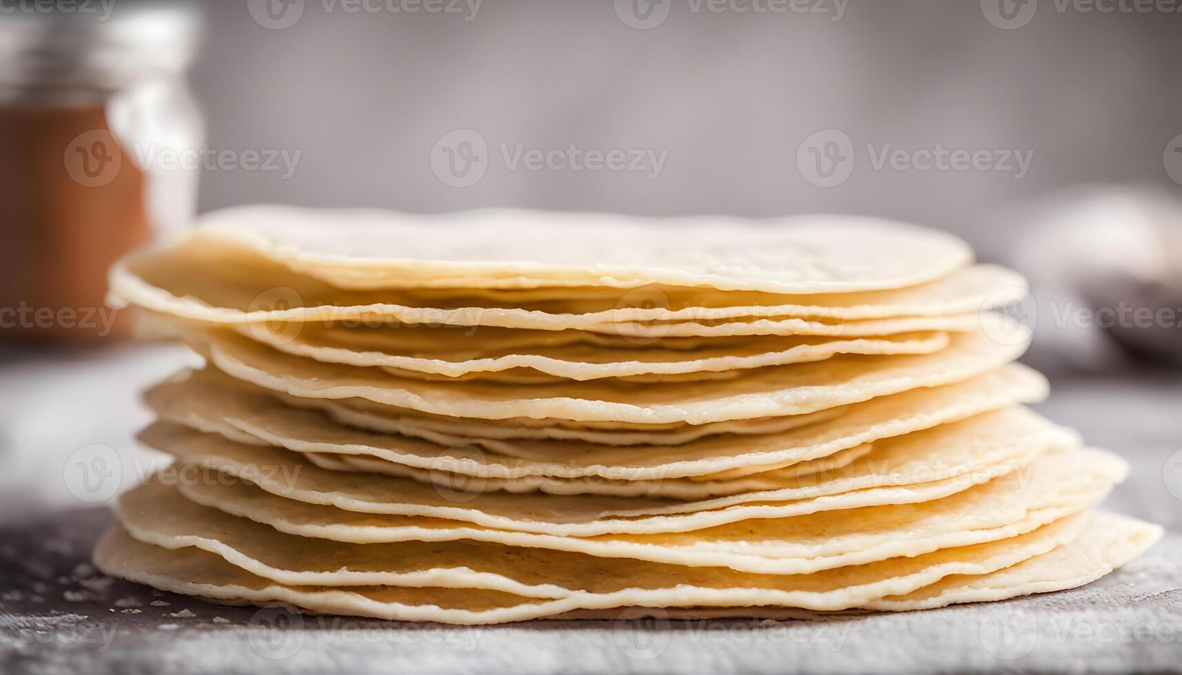 Stack of Homemade Corn Tortillas on a Background photo
