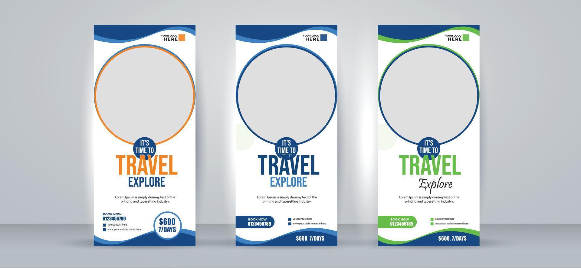 Creative Corporate Travel roll up banner vector