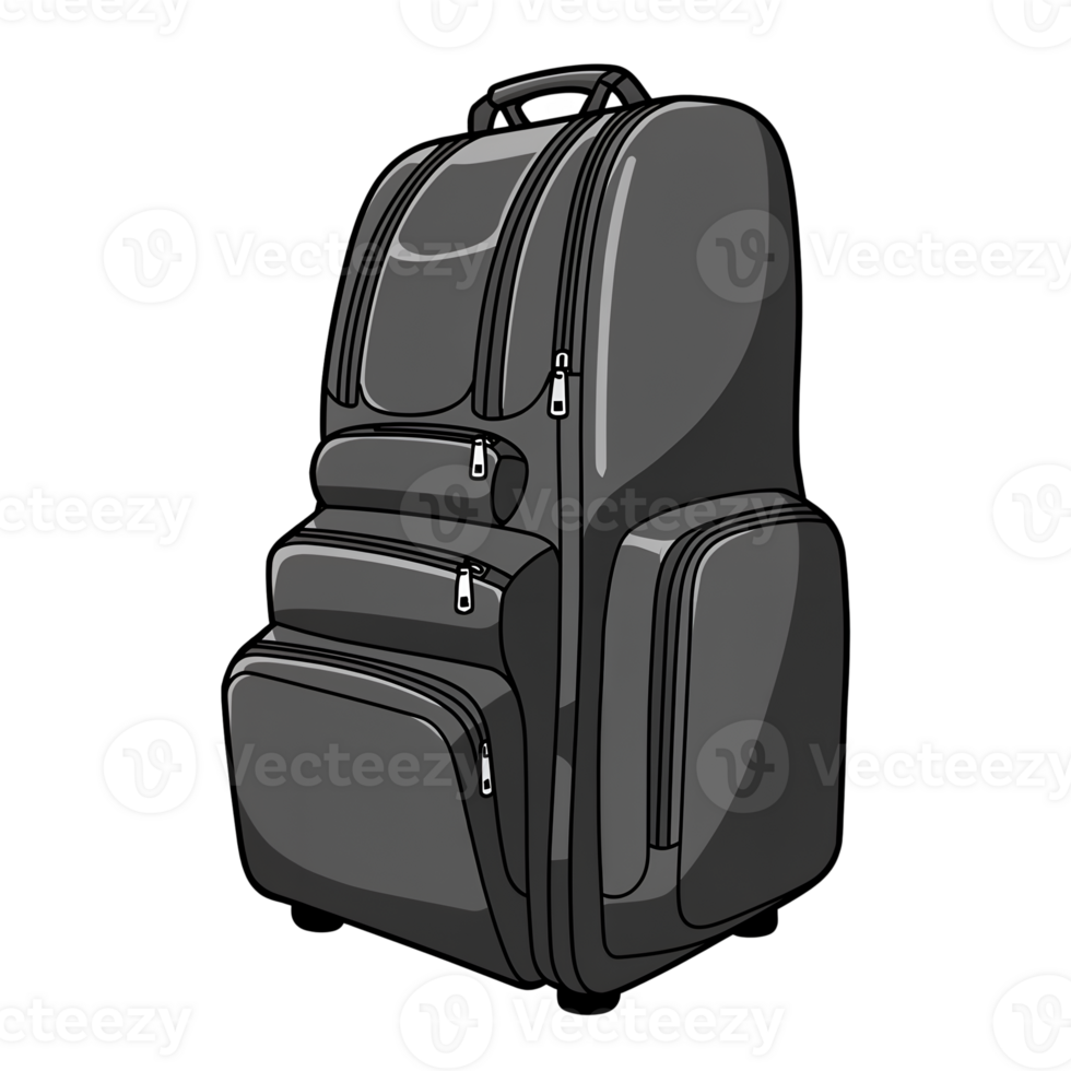 Large Black Backpack Travel Bag Multiple Pockets Design zip trip gear work grey dark style hiking png