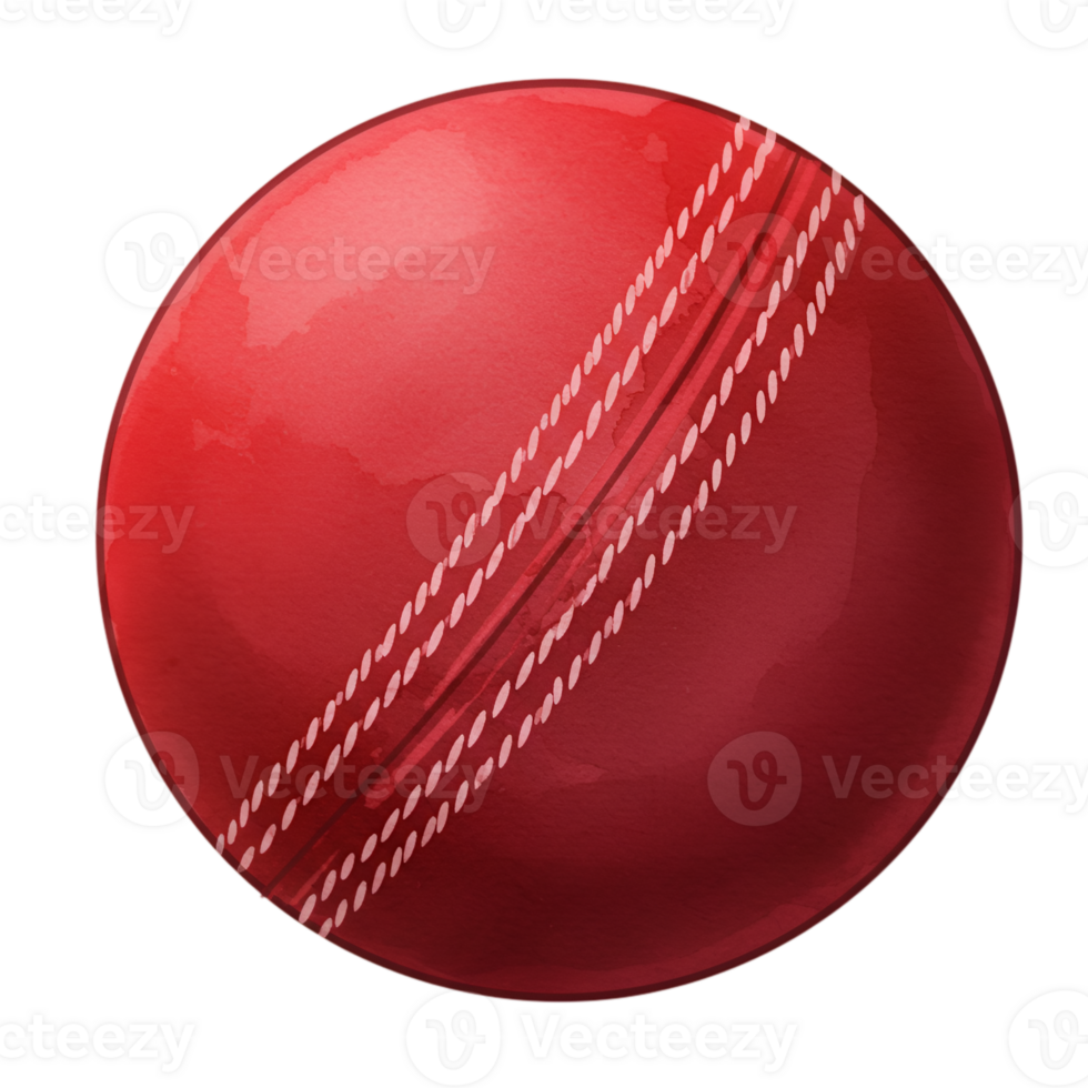 Red Cricket Ball Watercolor Style Sport Game Graphic Design Seam Team Play Match Image Retro Sports png