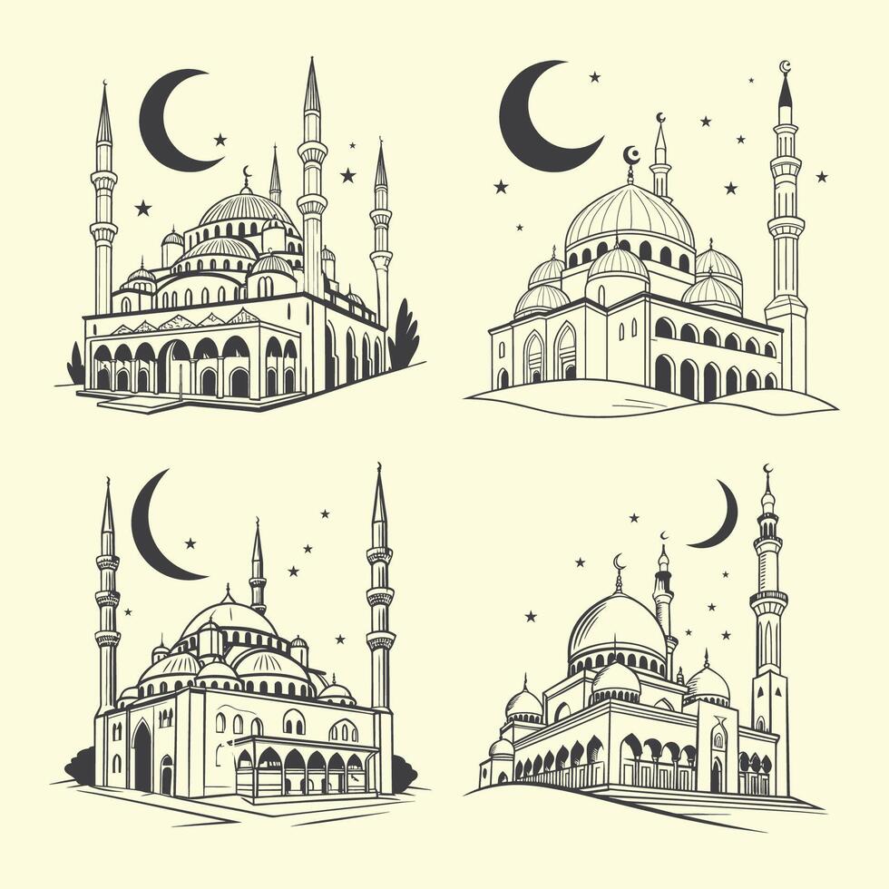 Ramadan Elegant Mosque Silhouette vector
