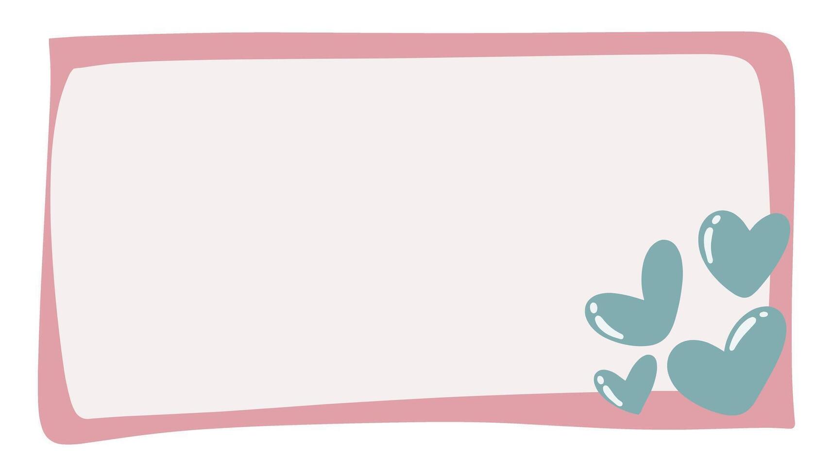 Cute pink rectangular frame with heart decoration perfect for love and romance themed project vector