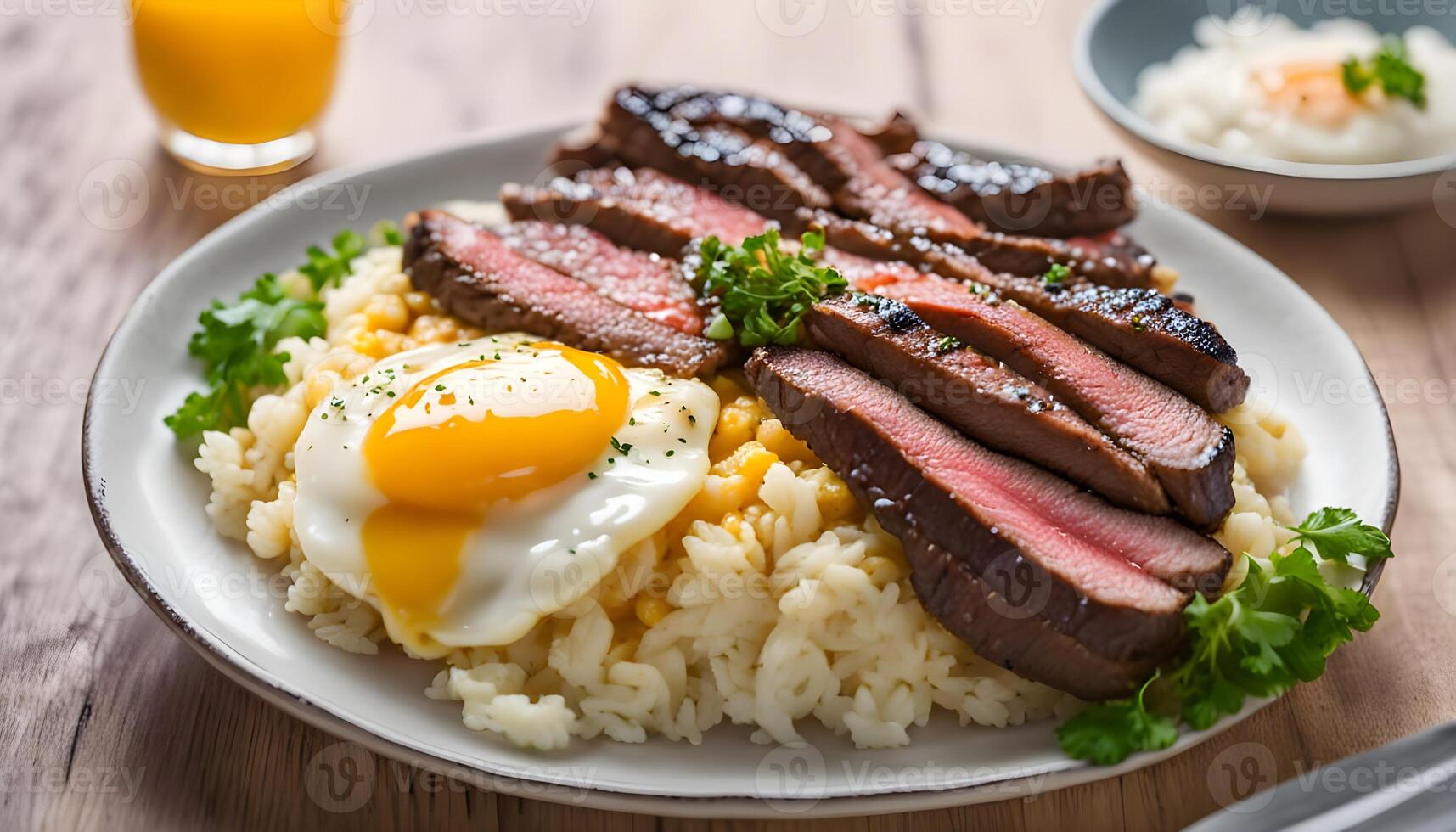GYUU-DON,Grill Beef with scrambled eggs on Rice photo