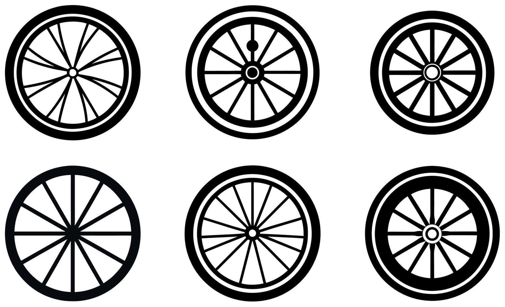Simple Black and White Wheel Illustrations Collection design vector