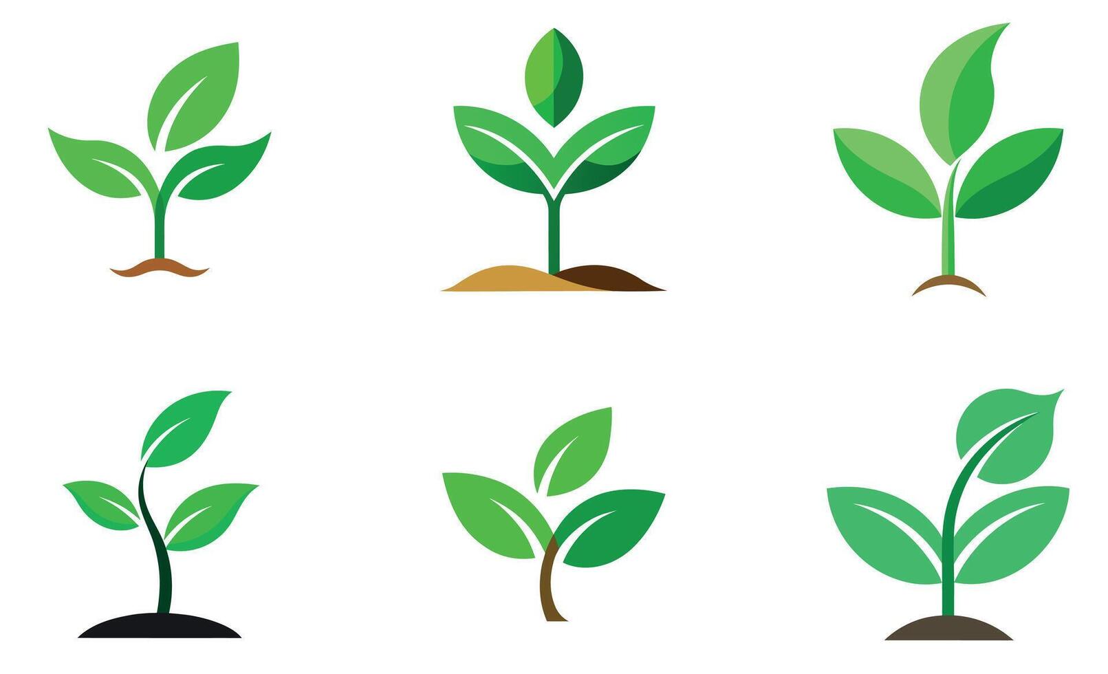 flat design illustrations of young plants sprouting from the ground vector