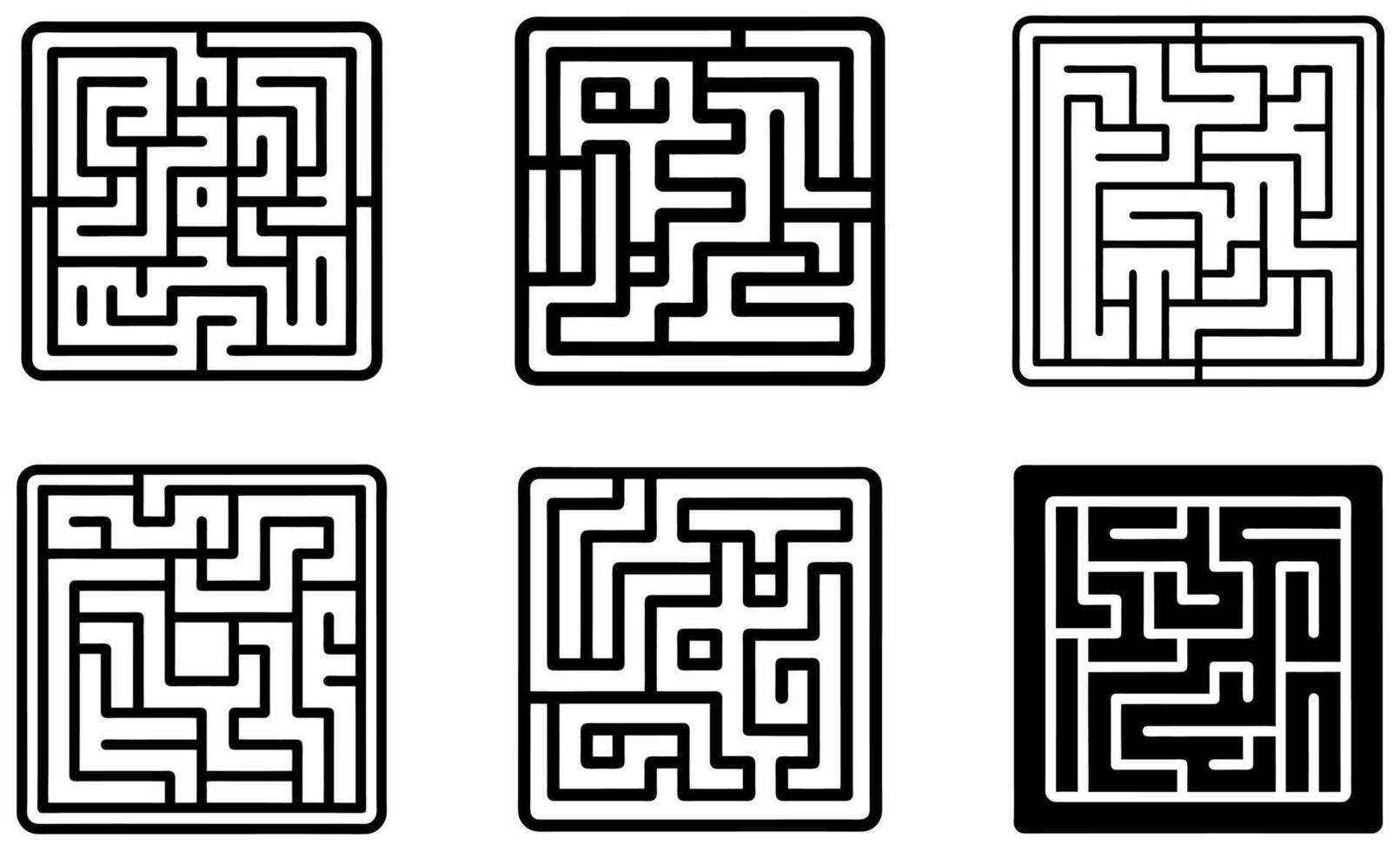 Complex Black Line Maze Puzzles for Educational vector