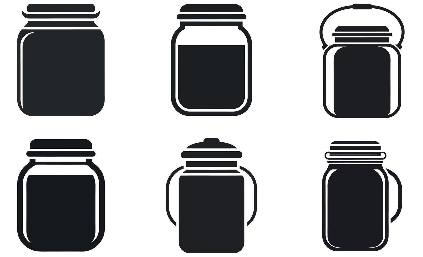 silhouette Glass Jars with Various Styles vector