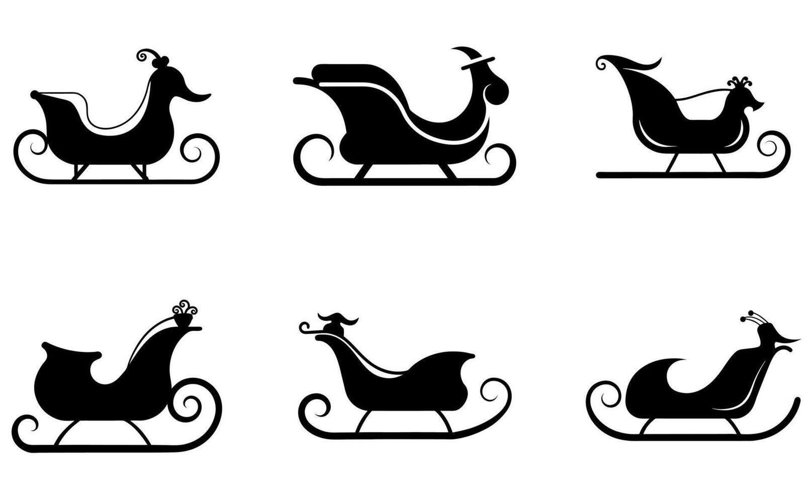 Silhouettes of Ornate Christmas Sleighs vector