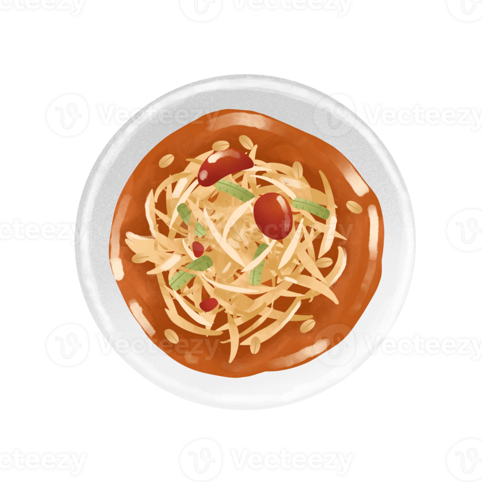 thai food illustration, Thai style papaya salad with Salt Egg png