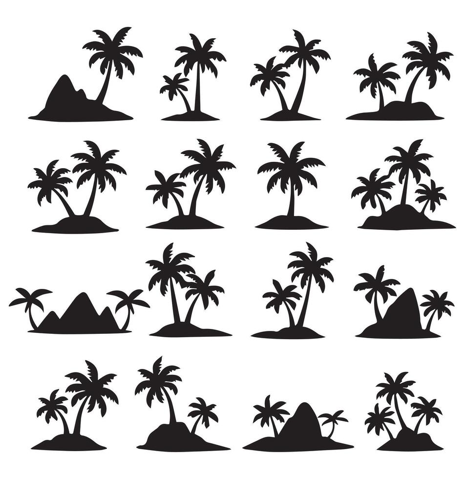 Palm Tree Island Silhouettes vector