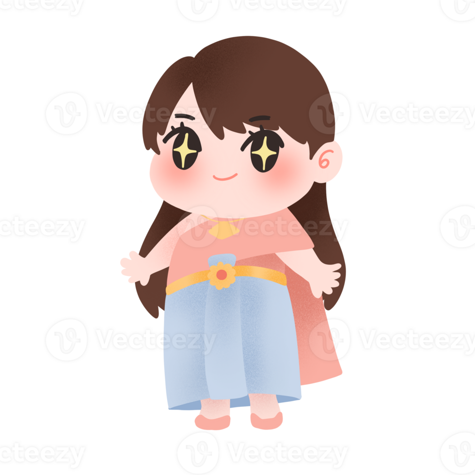 character cute girl in traditional thai outfit png