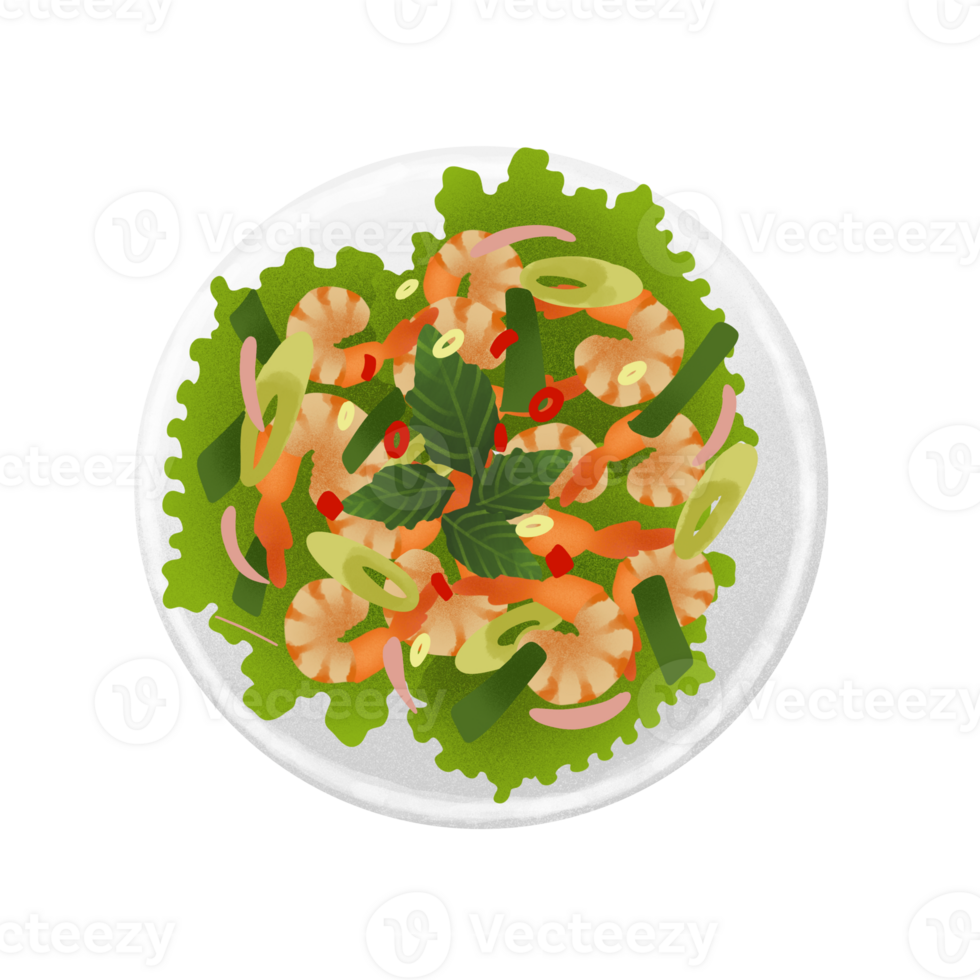 thai food illustration, shrimp salad png