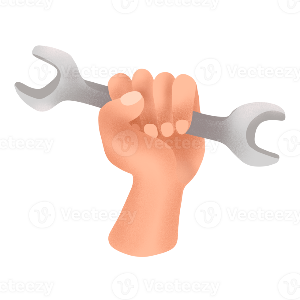 hand holding wrench png