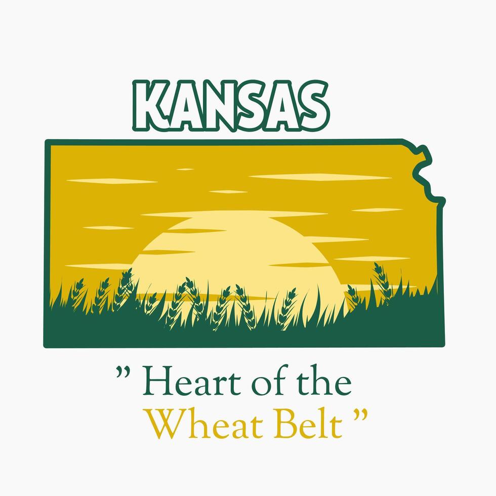 Kansas State with Text Heart of the Corn Belt Perfect for Print, Apparel, etc vector