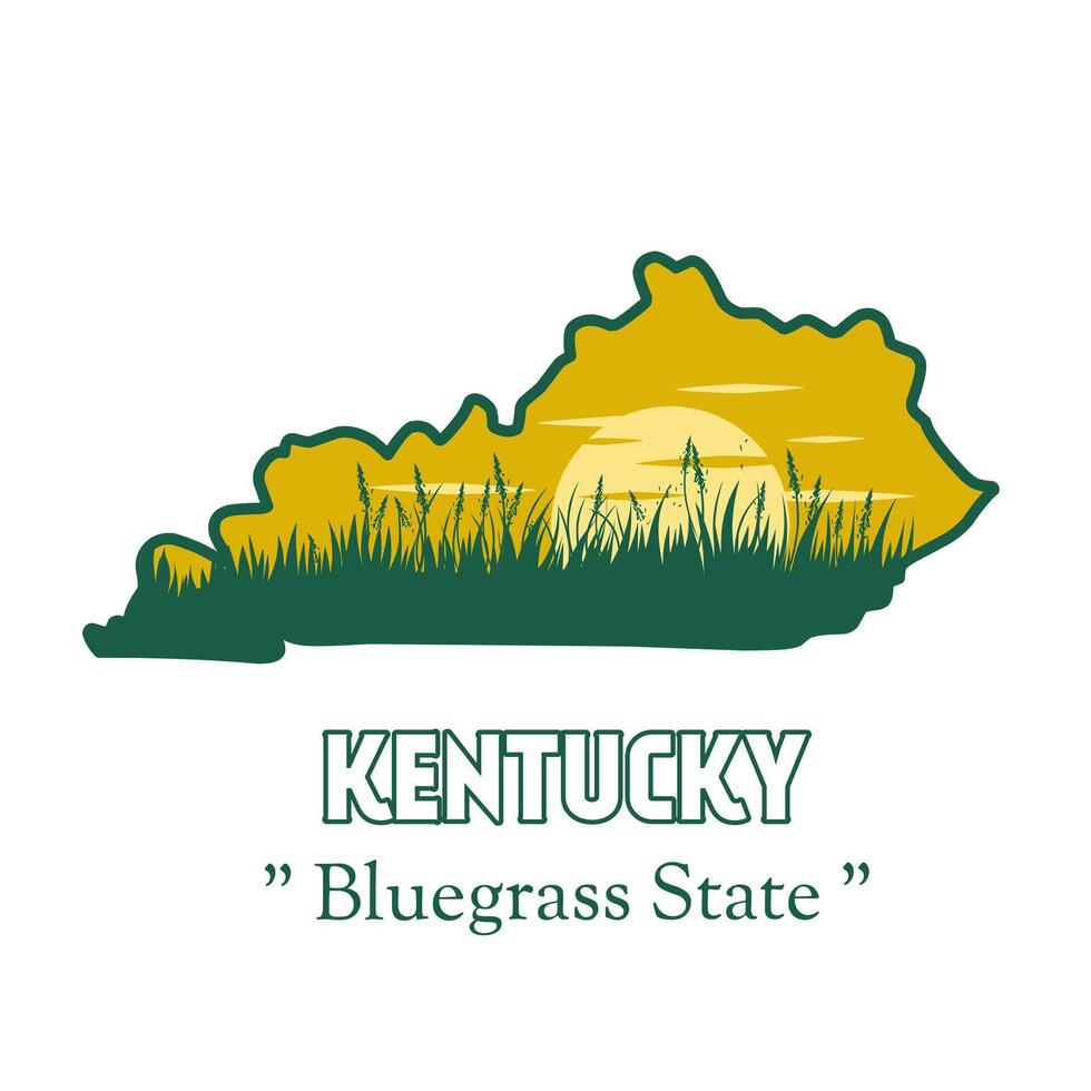 Kentucky with Bluegrass Field Silhouette Perfect for Print, Apparel, etc vector