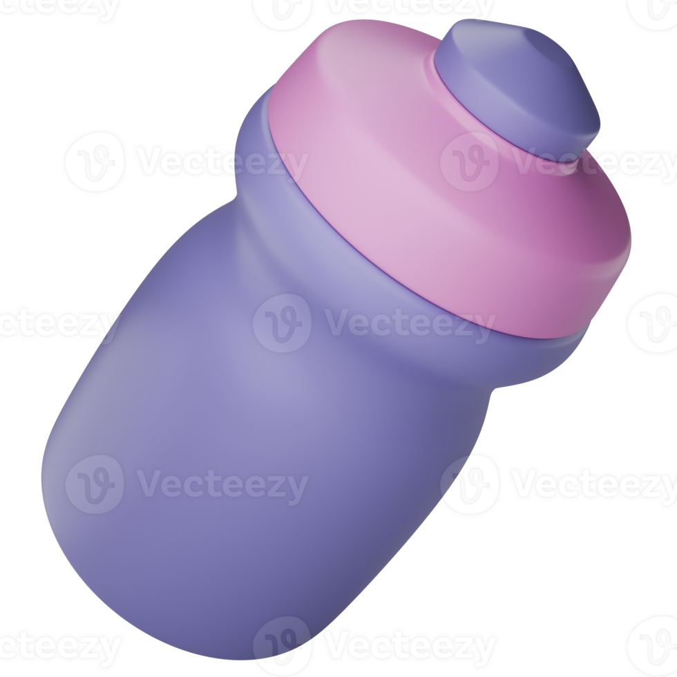 Stylized purple water bottle, isolated on transparent background png