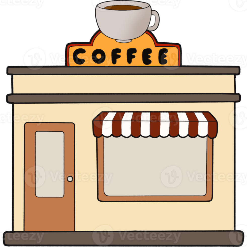 The illustration of a coffee shop png