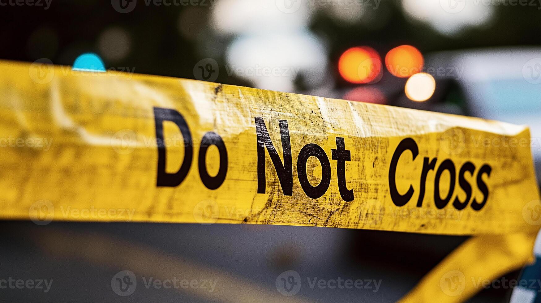 A crime scene place with do not cross yellow tape photo