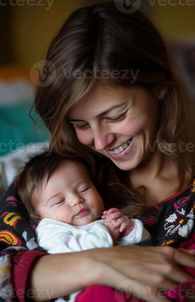 a woman holding a baby photo