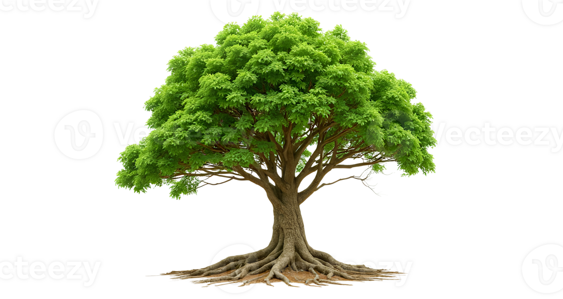 Green Leaves and Intricate Roots on isolated Background. png