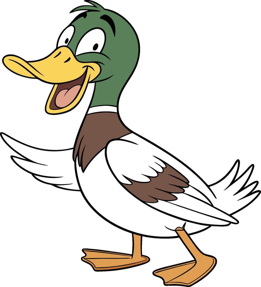 Cartoon duck with open mouth and beak vector