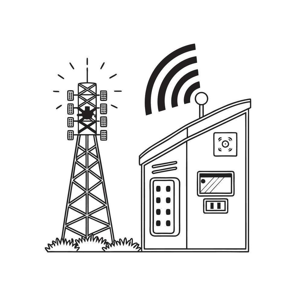 Cell phone tower and antenna illustration vector