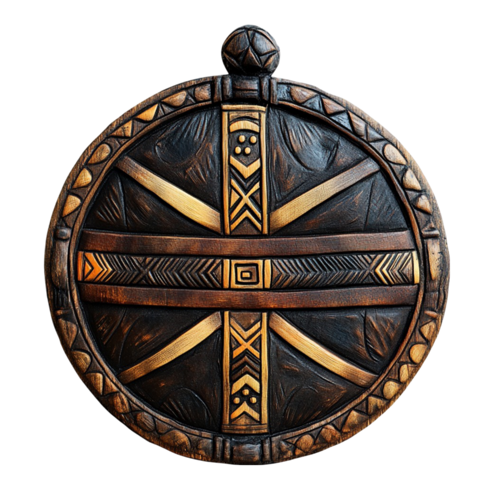 Shield Featuring a Bold Gold and Red Pattern png