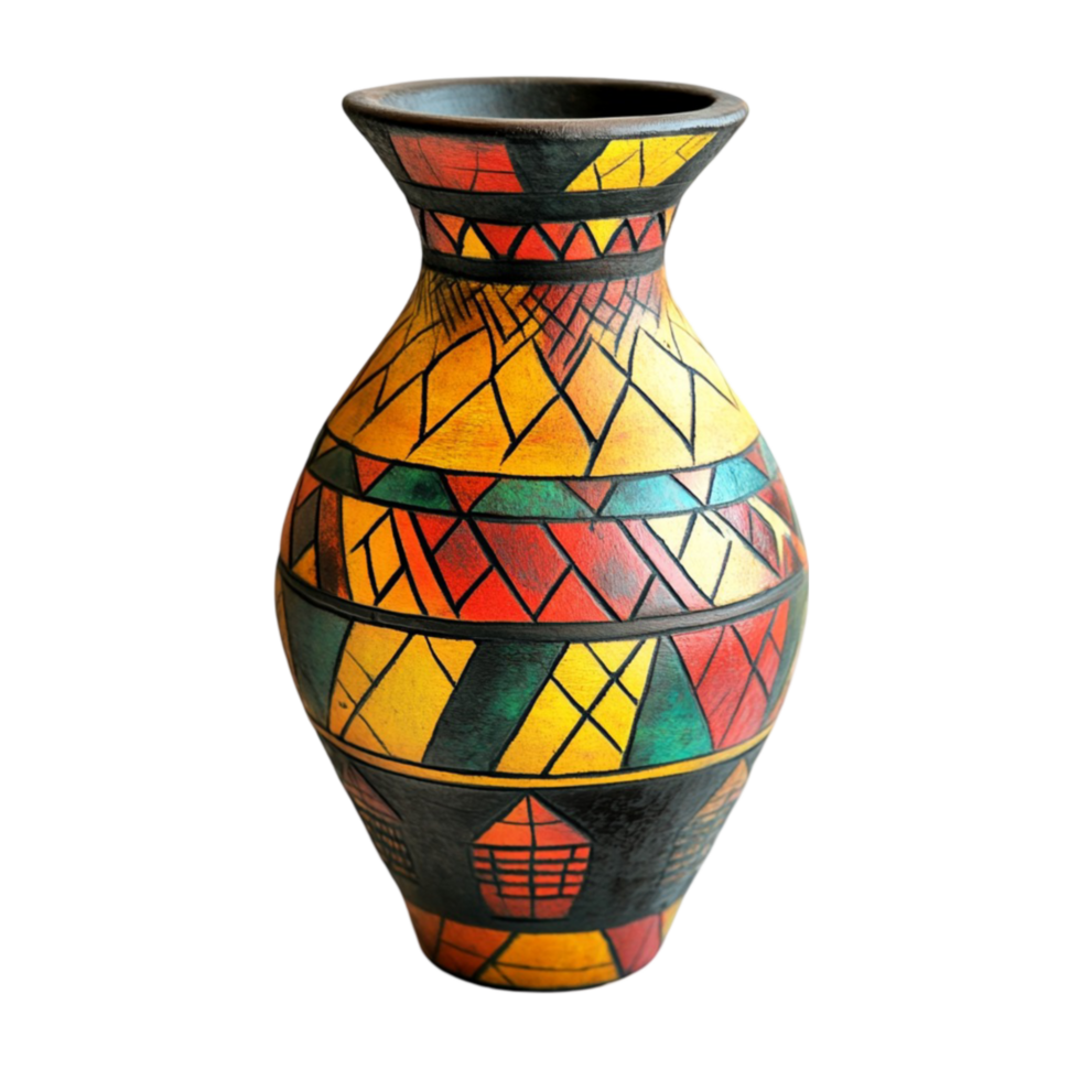 Colorful Vase with Geometric Patterns png