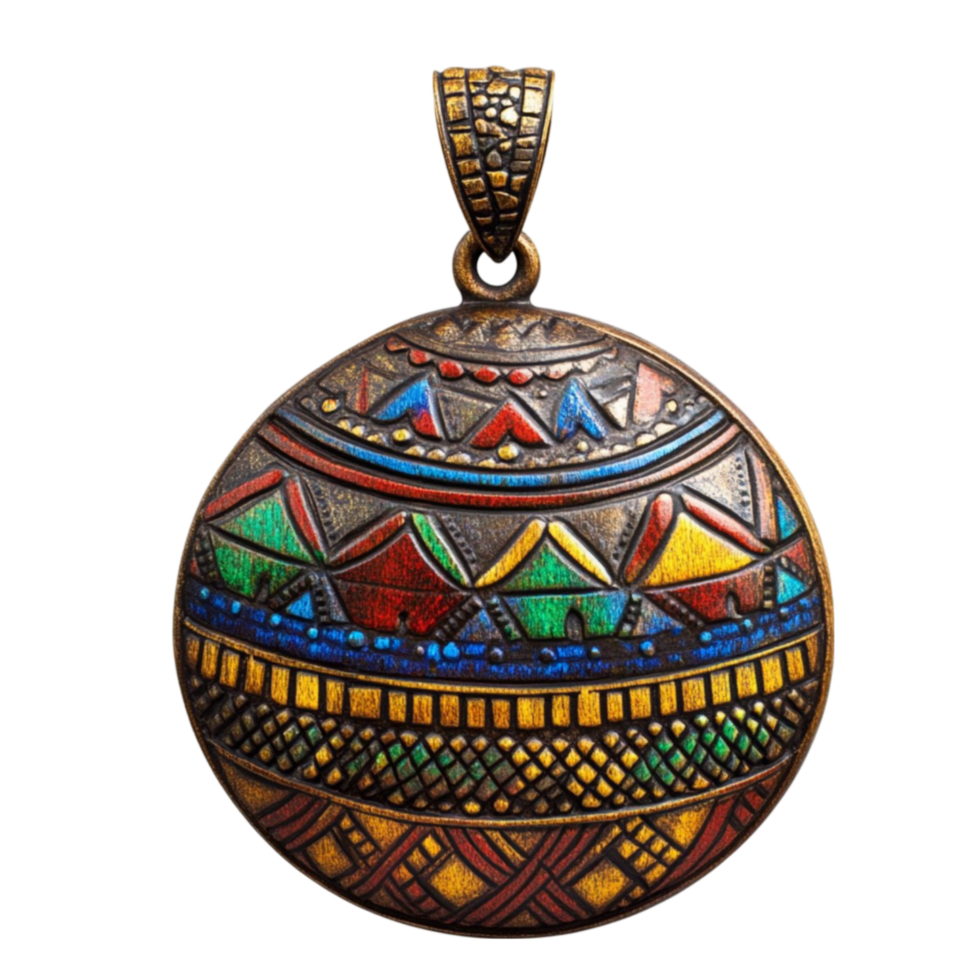 an ornate pendant with a colorful design png