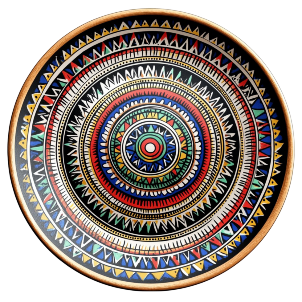 a decorative plate with a colorful design on it png