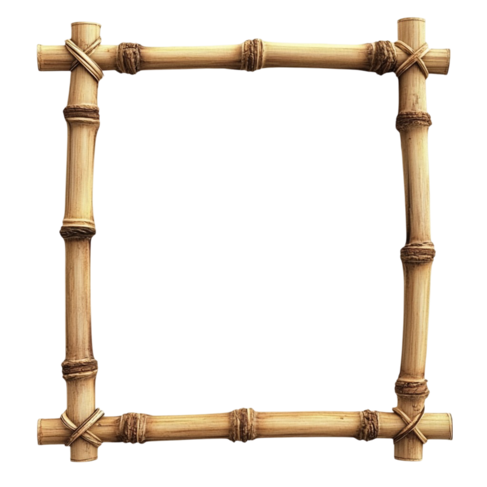 a bamboo frame with a wooden frame on a transparent background png