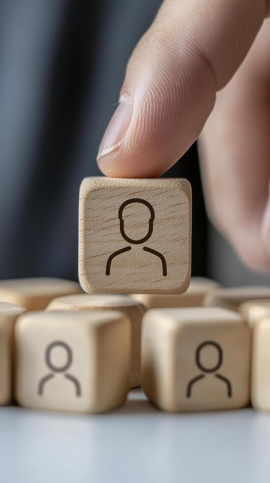 Hand Selecting Person Icon Cube from Group photo