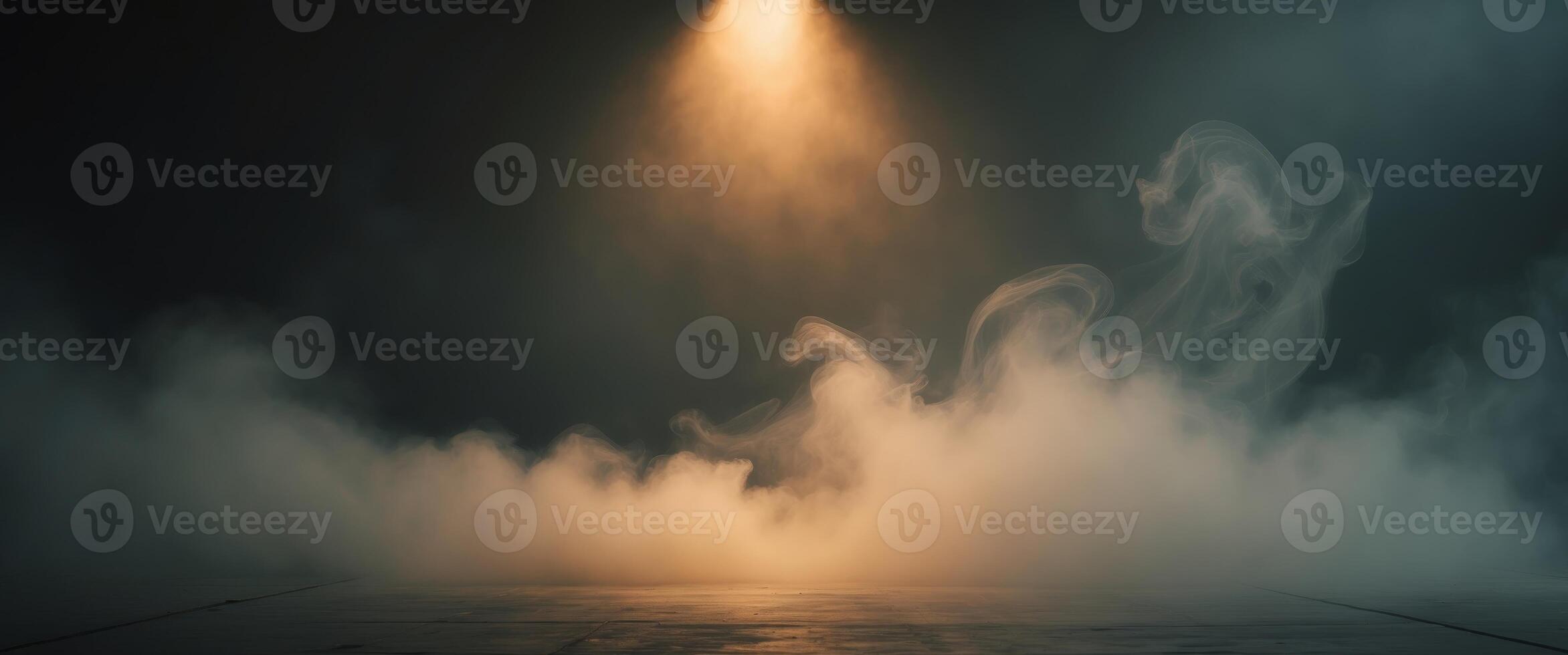 Stage lights shine on the stage with smoke background use for the dramatic effect photo
