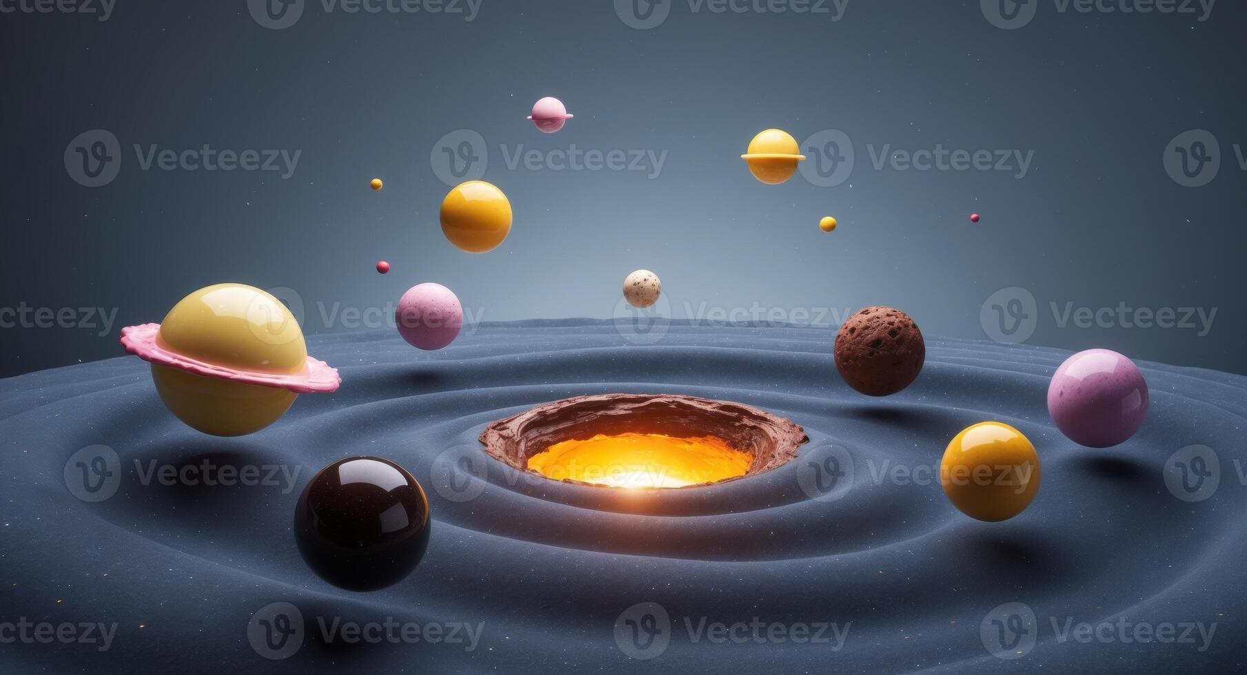 A black hole surrounded by many colorful candy balls photo