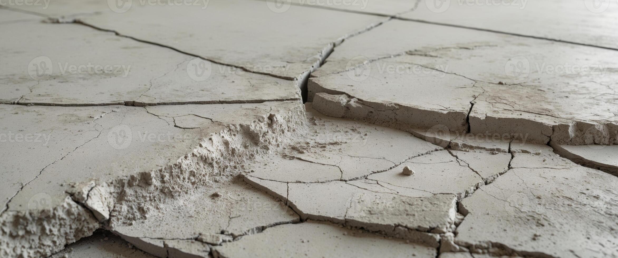 A close up of a cracked concrete floor photo