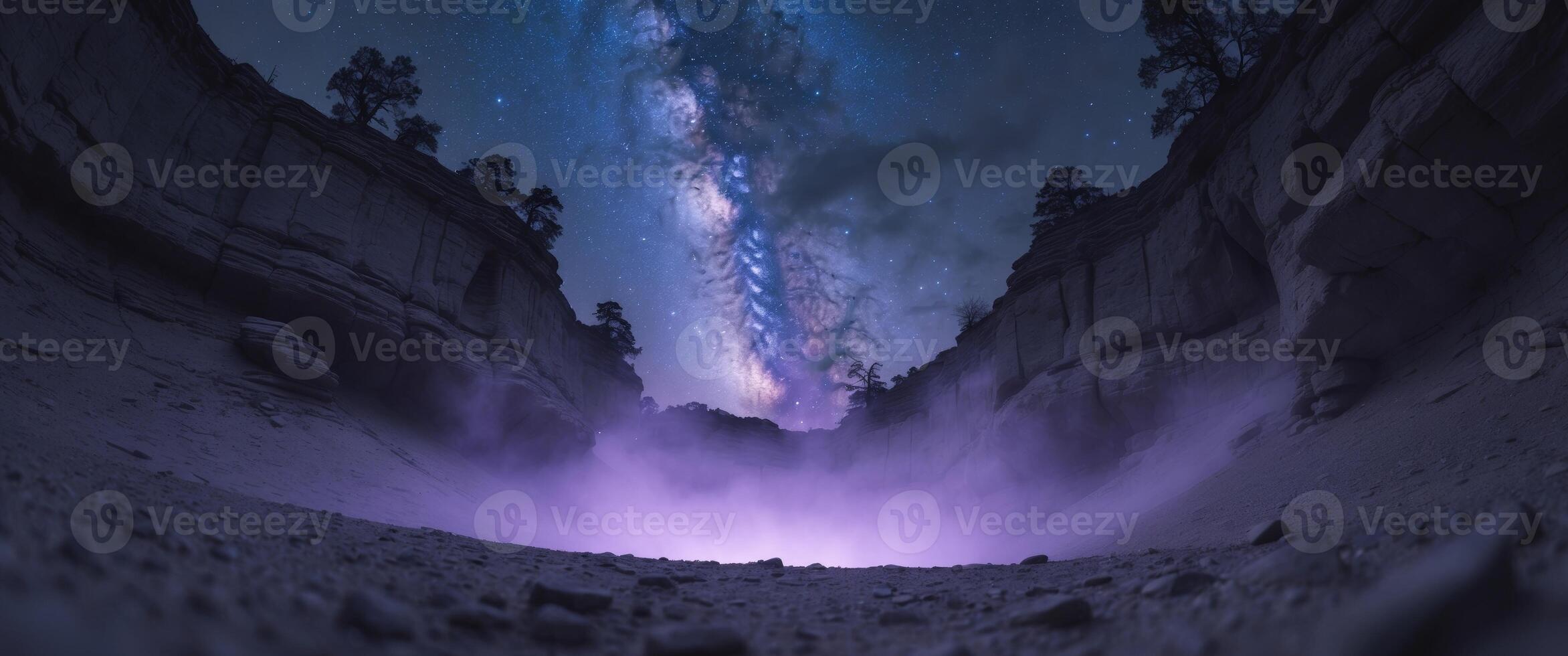 Eerie Otherworldly Light Emanating from the Center of a Majestic Canyon Landscape. photo