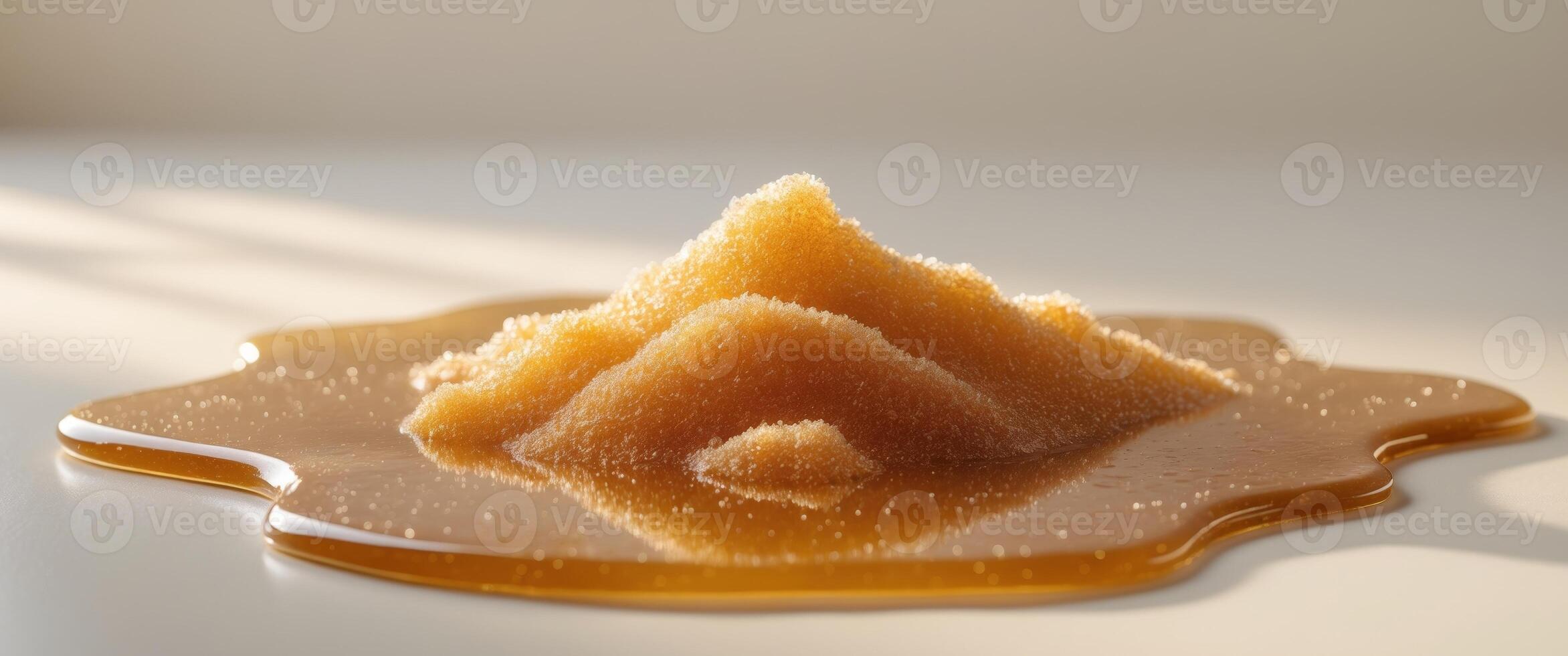 A pile of sugar on a table with a light shining on it photo