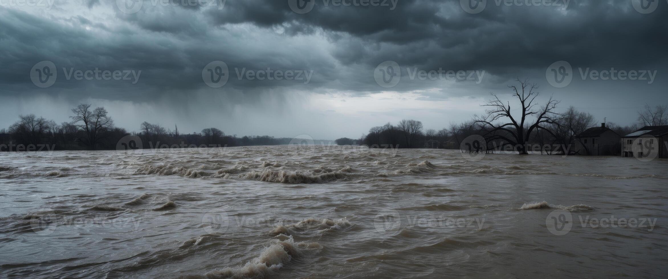 Severe Flooding as River Overflows Due to Extreme Weather photo