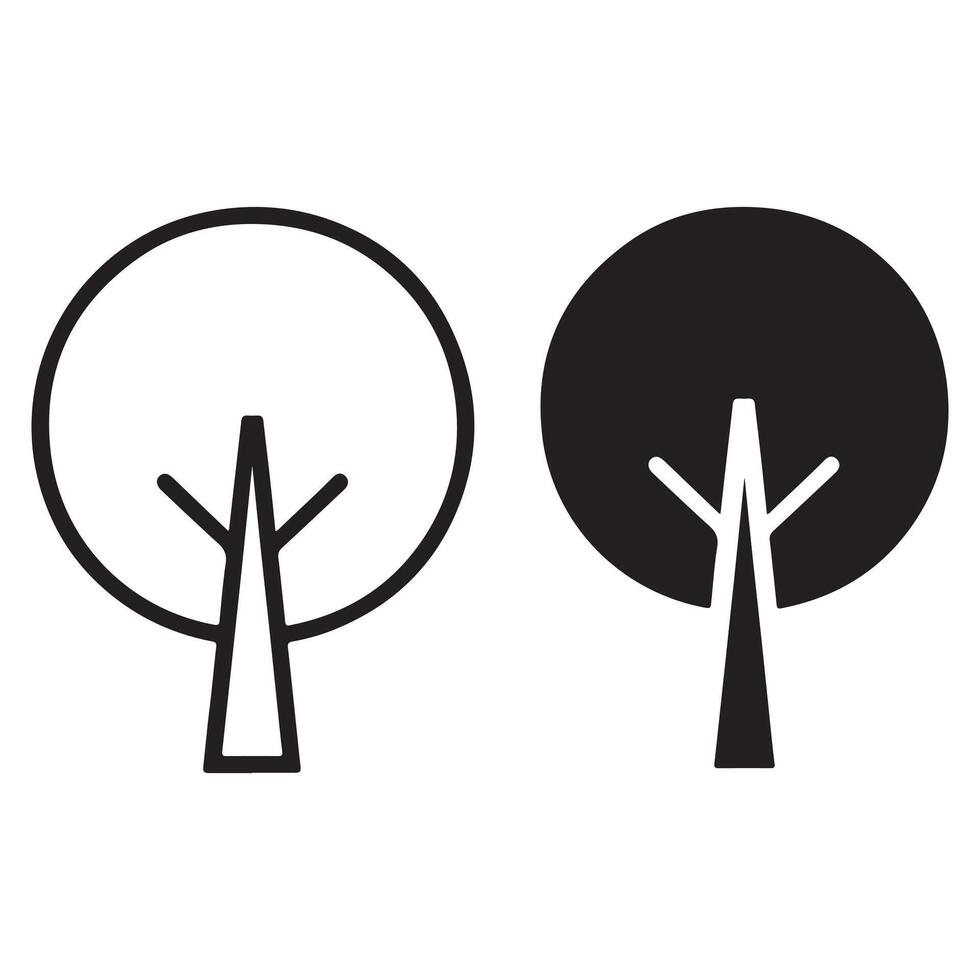 Stylized Tree Icons - Black and White Designs vector