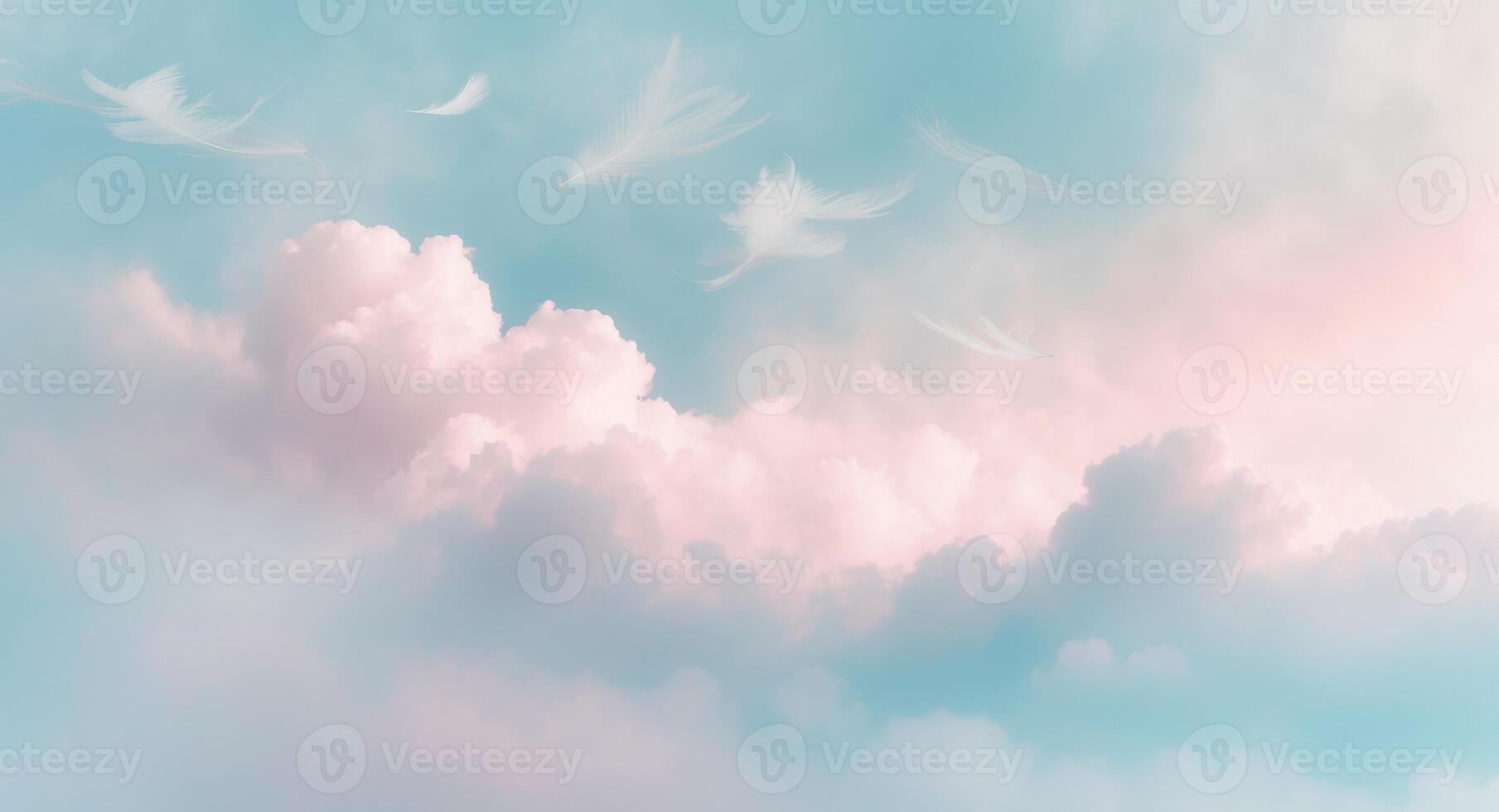 watercolor pastel pink with tranquil sky blue. photo
