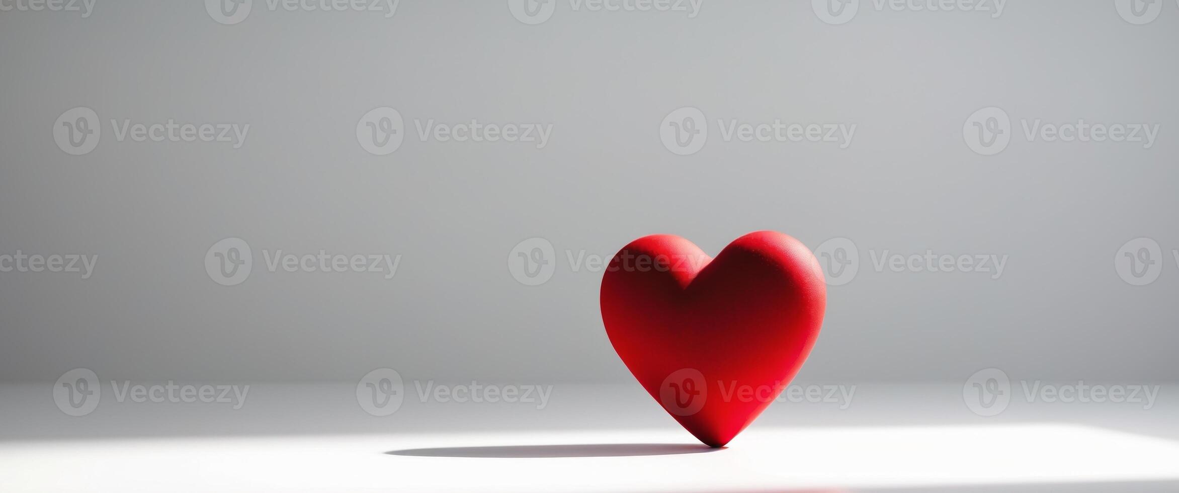 A single red heart rests on a white surface photo