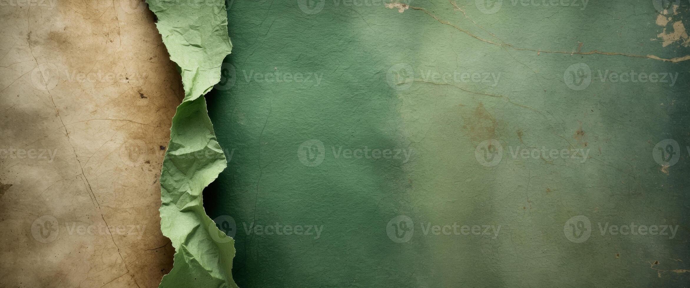 Abstract green paper texture background with vintage grunge design. photo