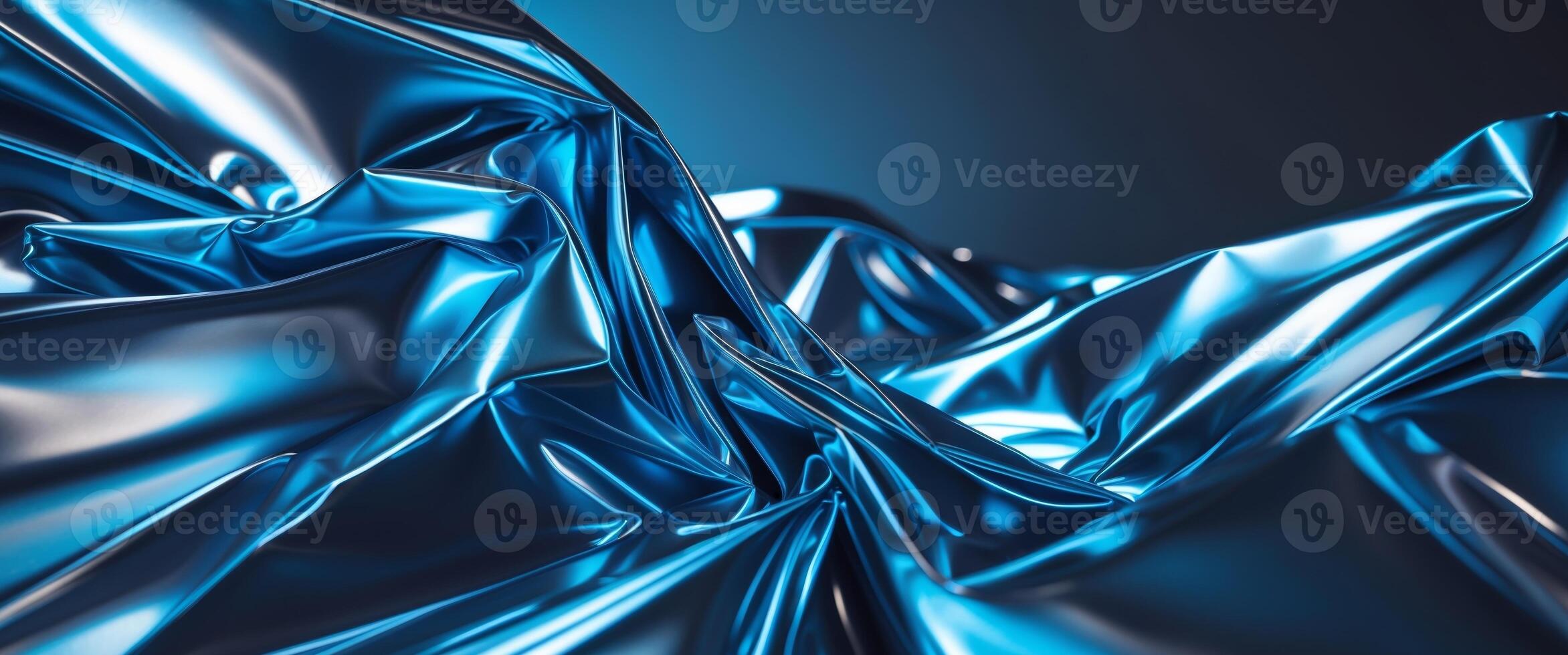 3d rendering of shiny blue fabric photo