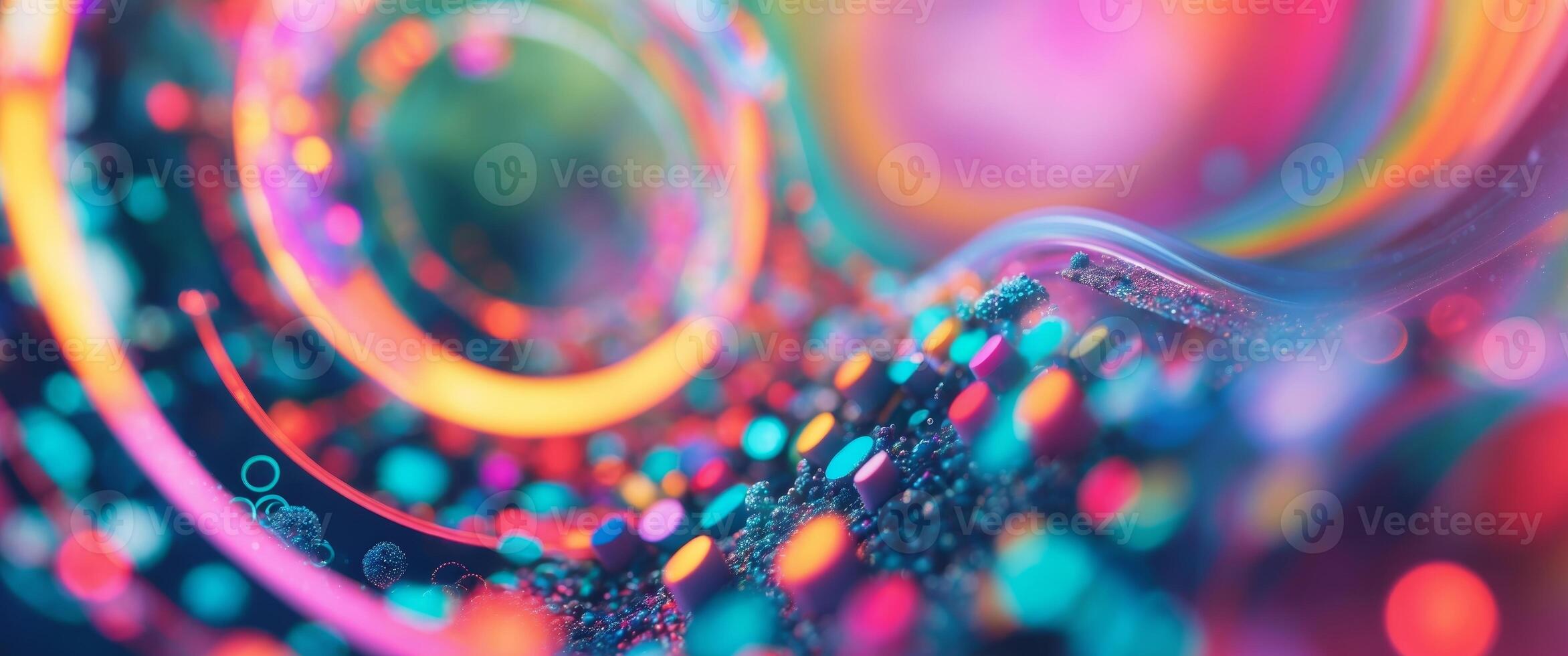 Colorful Abstract Technology Background with Circles and Watercolor Texture. photo