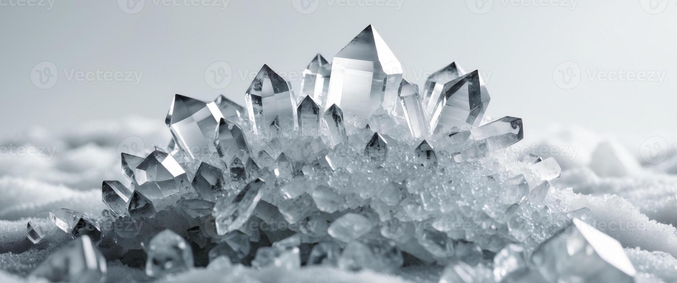 a close up of a cluster of crystals on a pile of ice photo