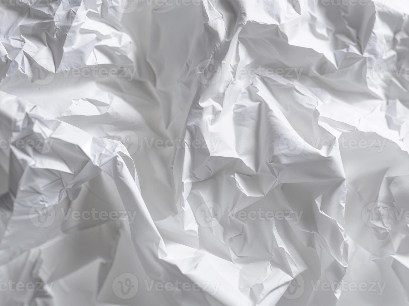 Crumpled White Paper Texture for Background or Overlay Use. photo