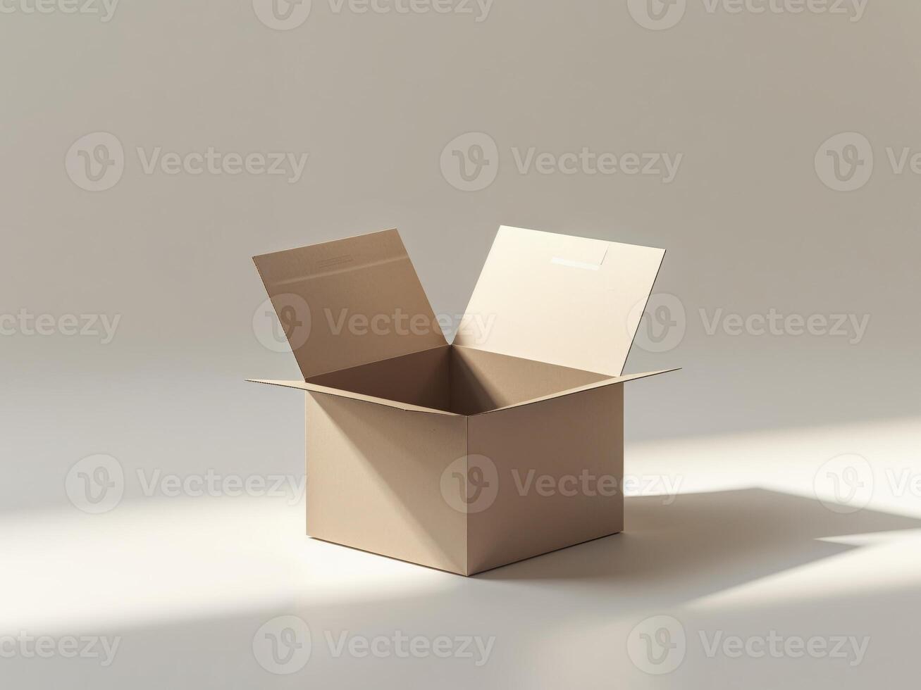 Open cardboard box on white background 3d rendering photo