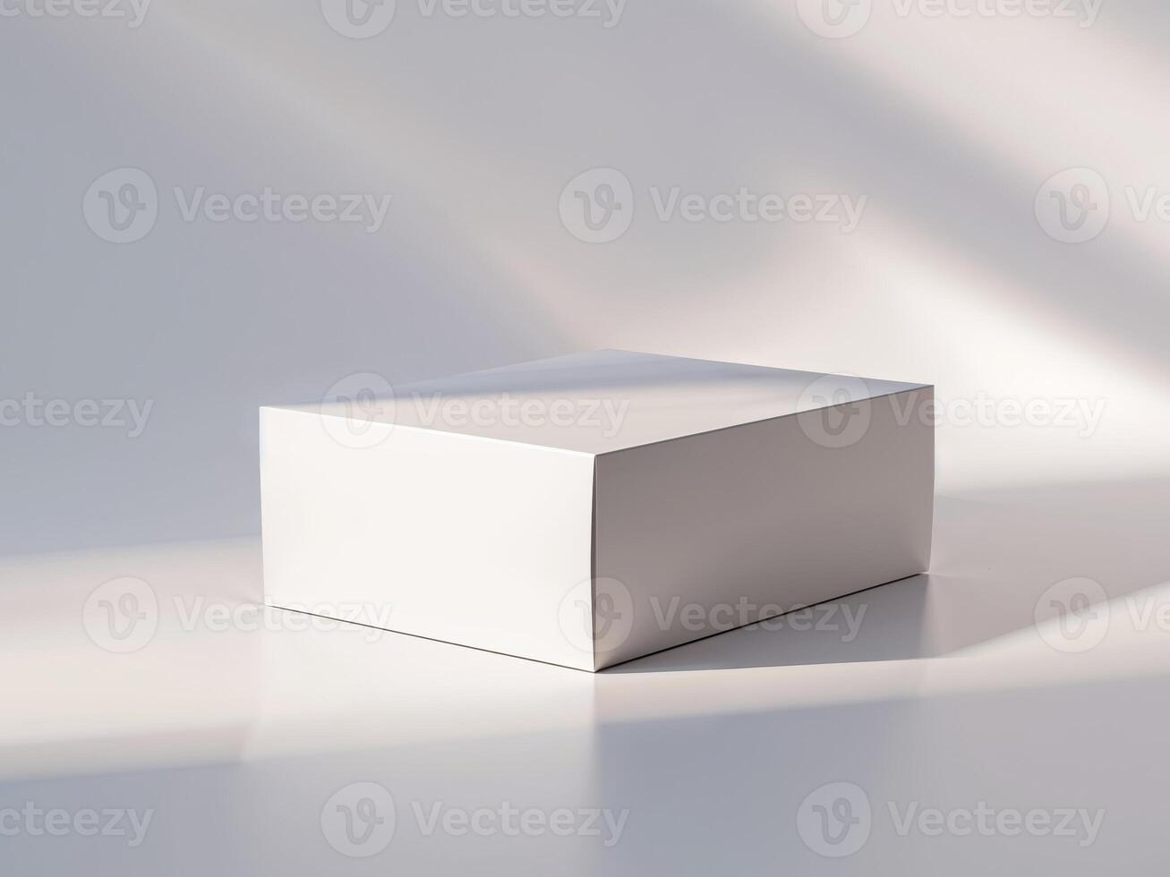 White box on a white surface with shadows photo